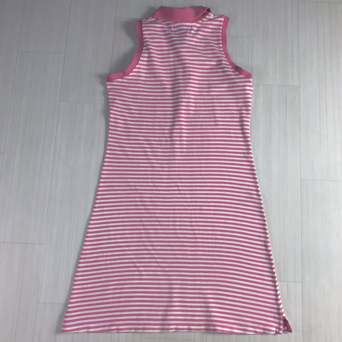 RALPH LAUREN Ralph Lauren One-piece L розовый × белый окантовка рисунок безрукавка Mini колени длина вышивка po колено 