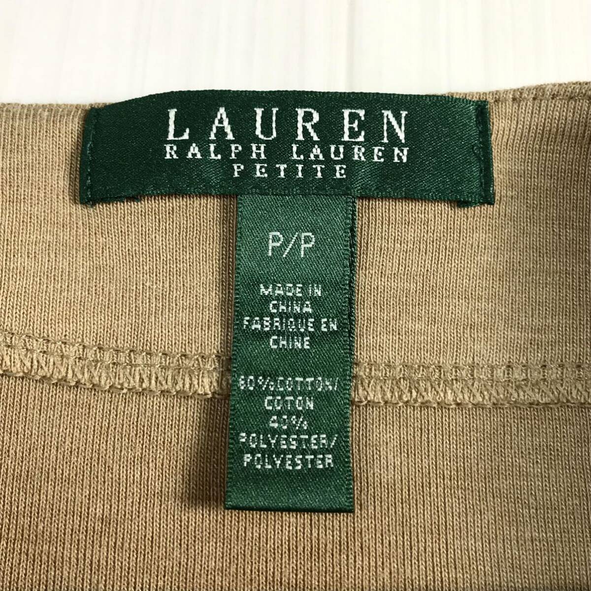 LAUREN RALPH LAUREN ローレン ラルフローレン 長袖カットソー P/P ベージュ フラワー スパンコール ビーズ 刺繍_画像6