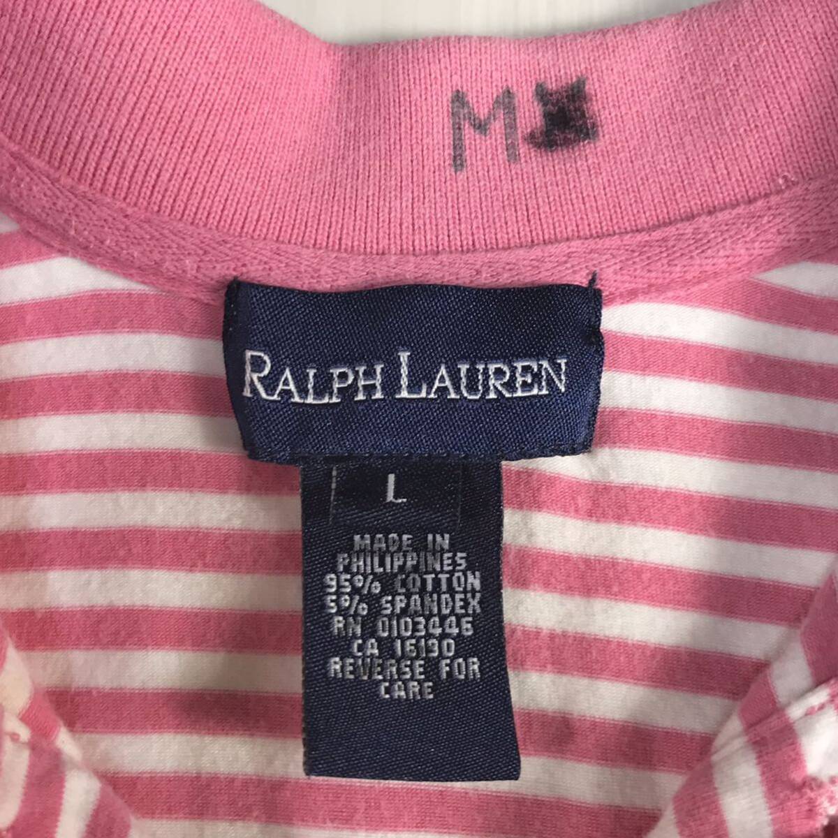 RALPH LAUREN Ralph Lauren One-piece L розовый × белый окантовка рисунок безрукавка Mini колени длина вышивка po колено 