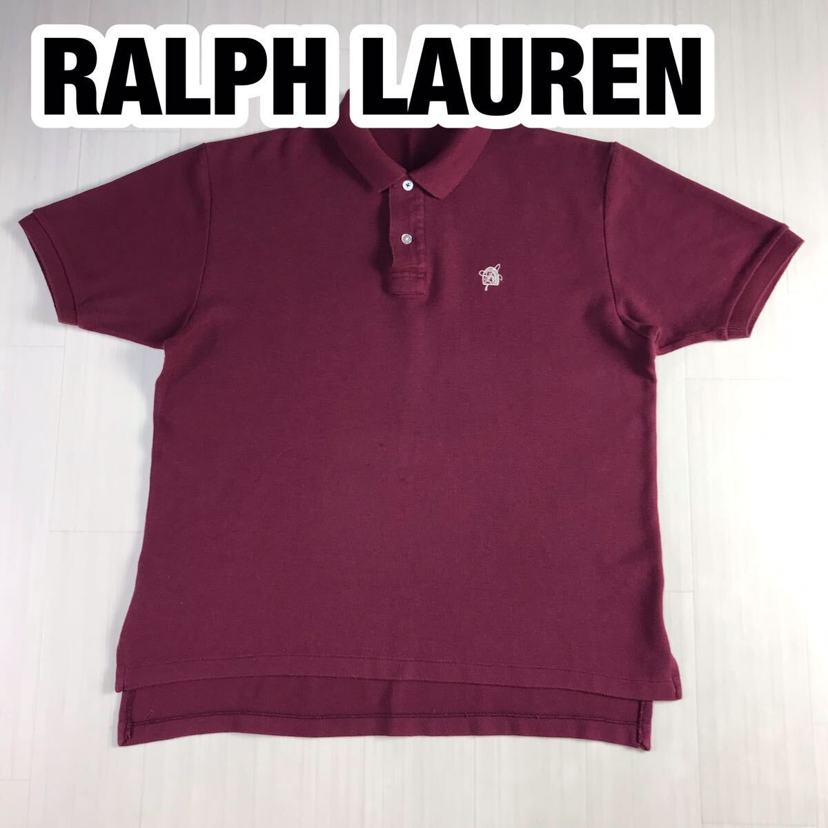 CHAPS RALPH LAUREN チャップス ラルフローレン 半袖ポロシャツ L ボルドー 刺繍ロゴ_画像1