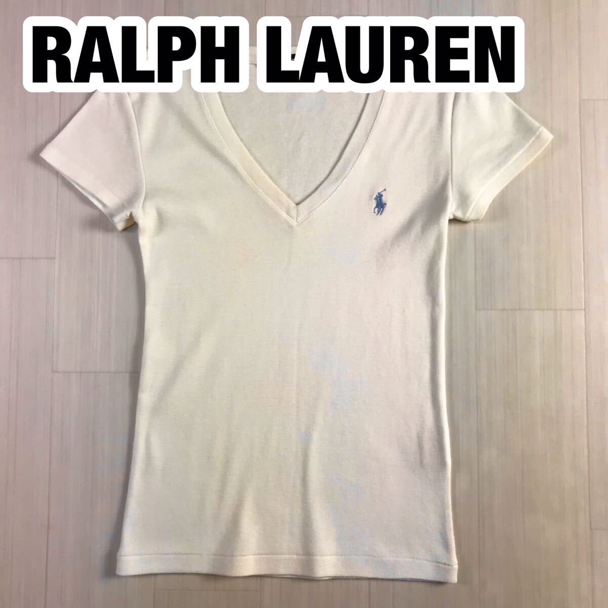 RALPH LAUREN ラルフローレン 半袖Tシャツ レディースサイズ S 生成り 刺繍ポニー_画像1
