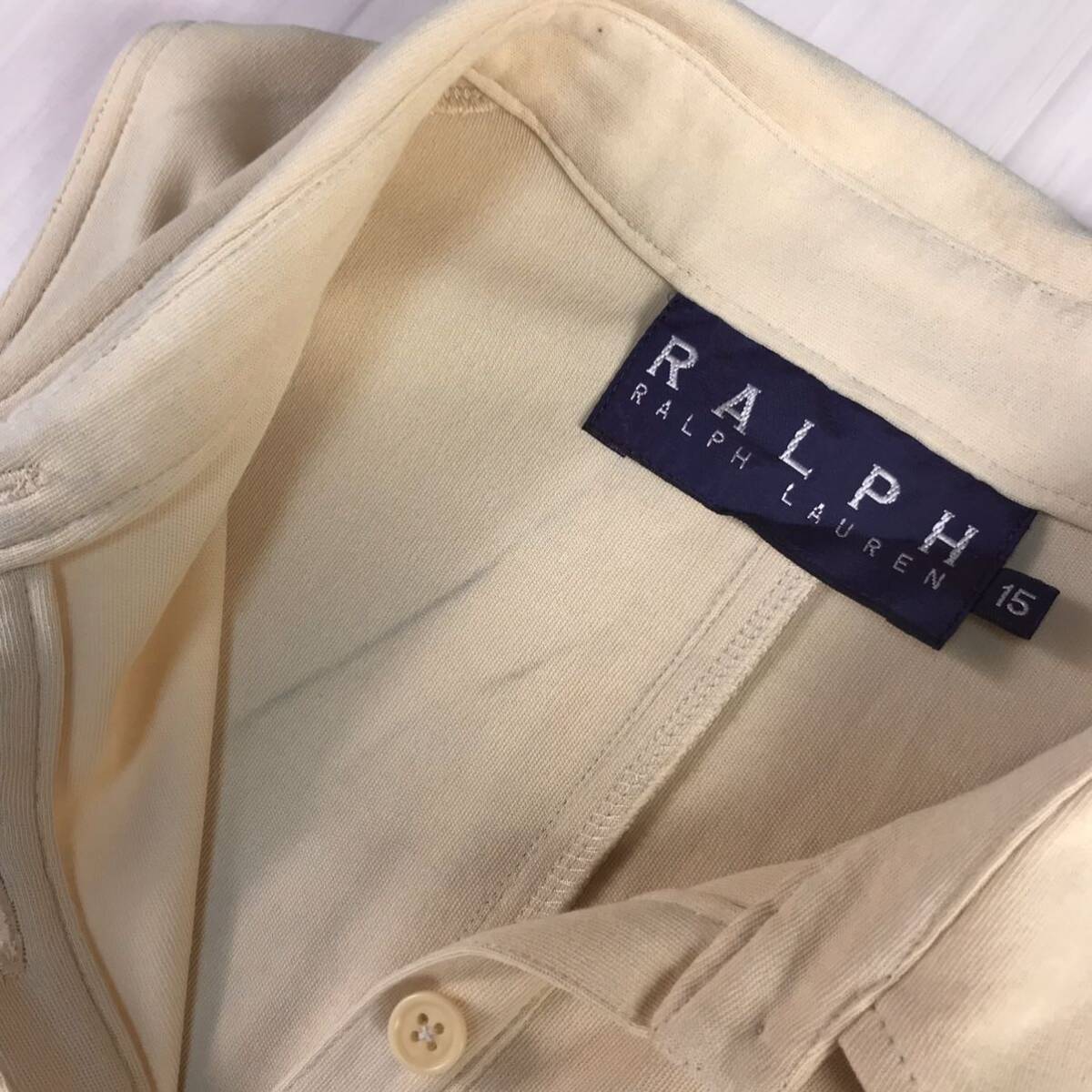 RALPH LAUREN ラルフローレン ワンピース 15 ベージュ 膝丈 ノースリーブ ストレッチ素材 ビッグサイズ_画像7