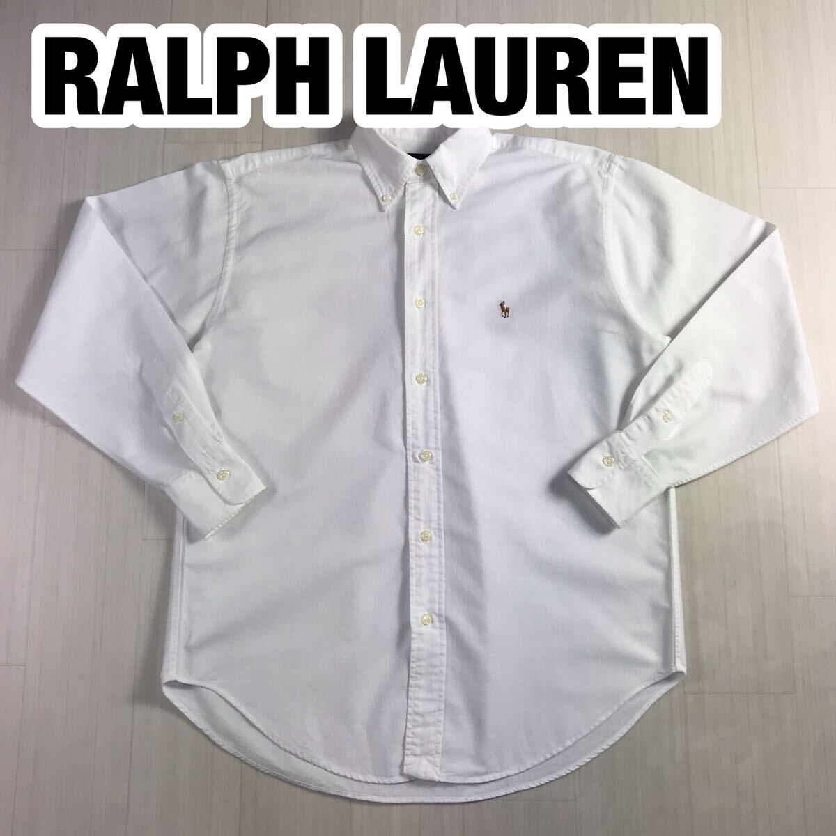 RALPH LAUREN 長袖シャツ 4 ホワイト ボタンダウン 刺繍ポニー ワイシャツ カッターシャツ_画像1
