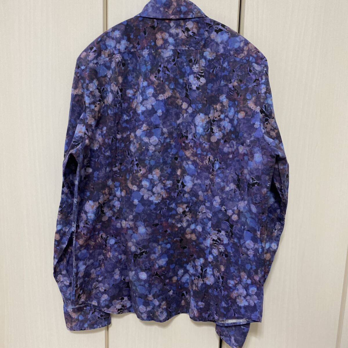 ポールスミス PaulSmith 花柄シャツ フラワープリント ブルーネイビー Lサイズ 長袖シャツ の画像3