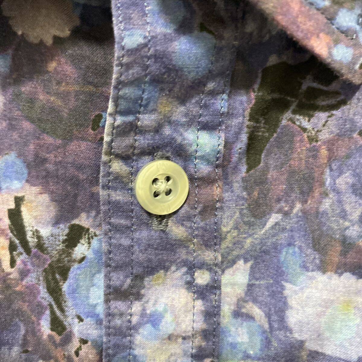 ポールスミス PaulSmith 花柄シャツ フラワープリント ブルーネイビー Lサイズ 長袖シャツ の画像6