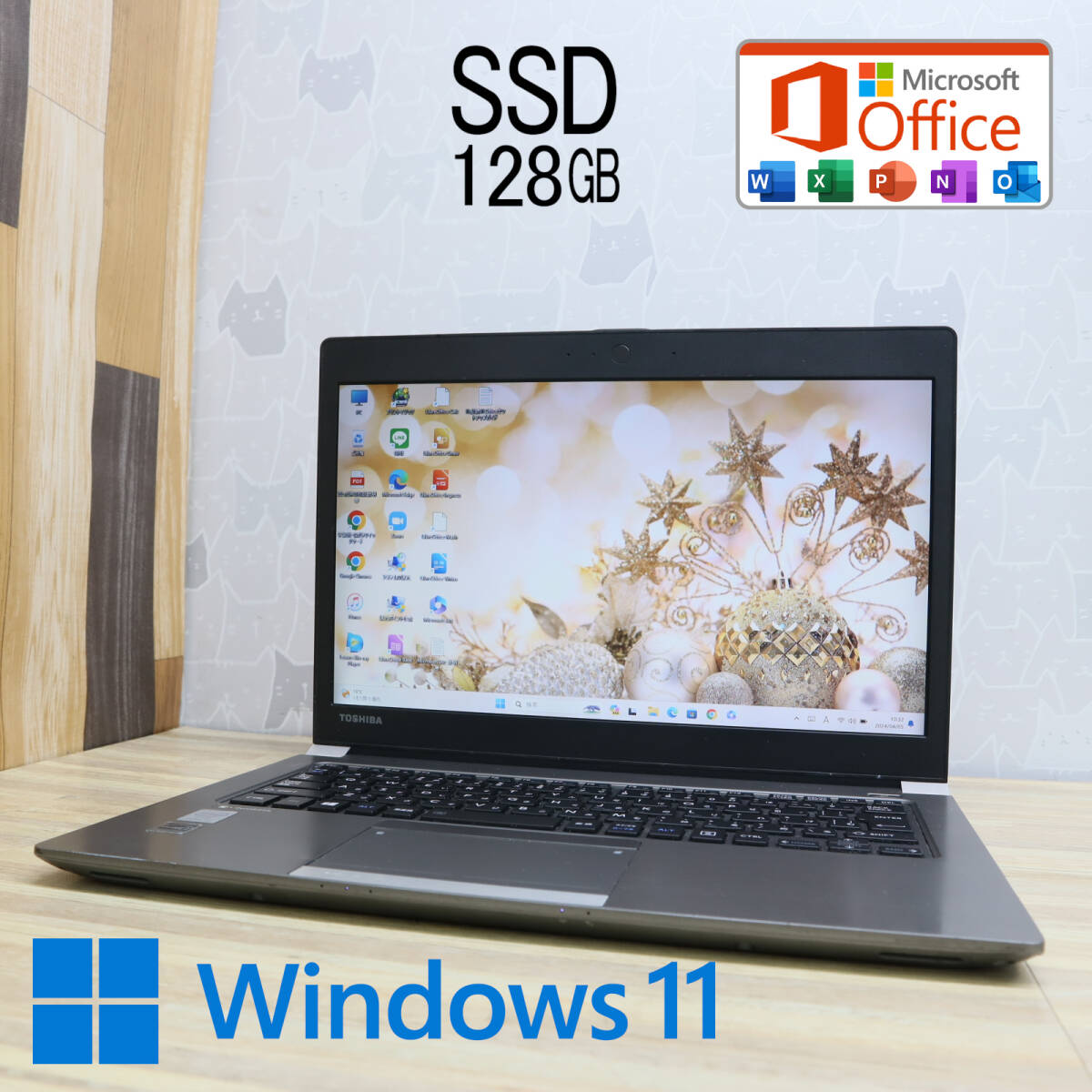 ★中古PC 高性能4世代i3!SSD128GB★R634/M Core i3-4030U Win11 MS Office 中古品 ノートPC★P69874