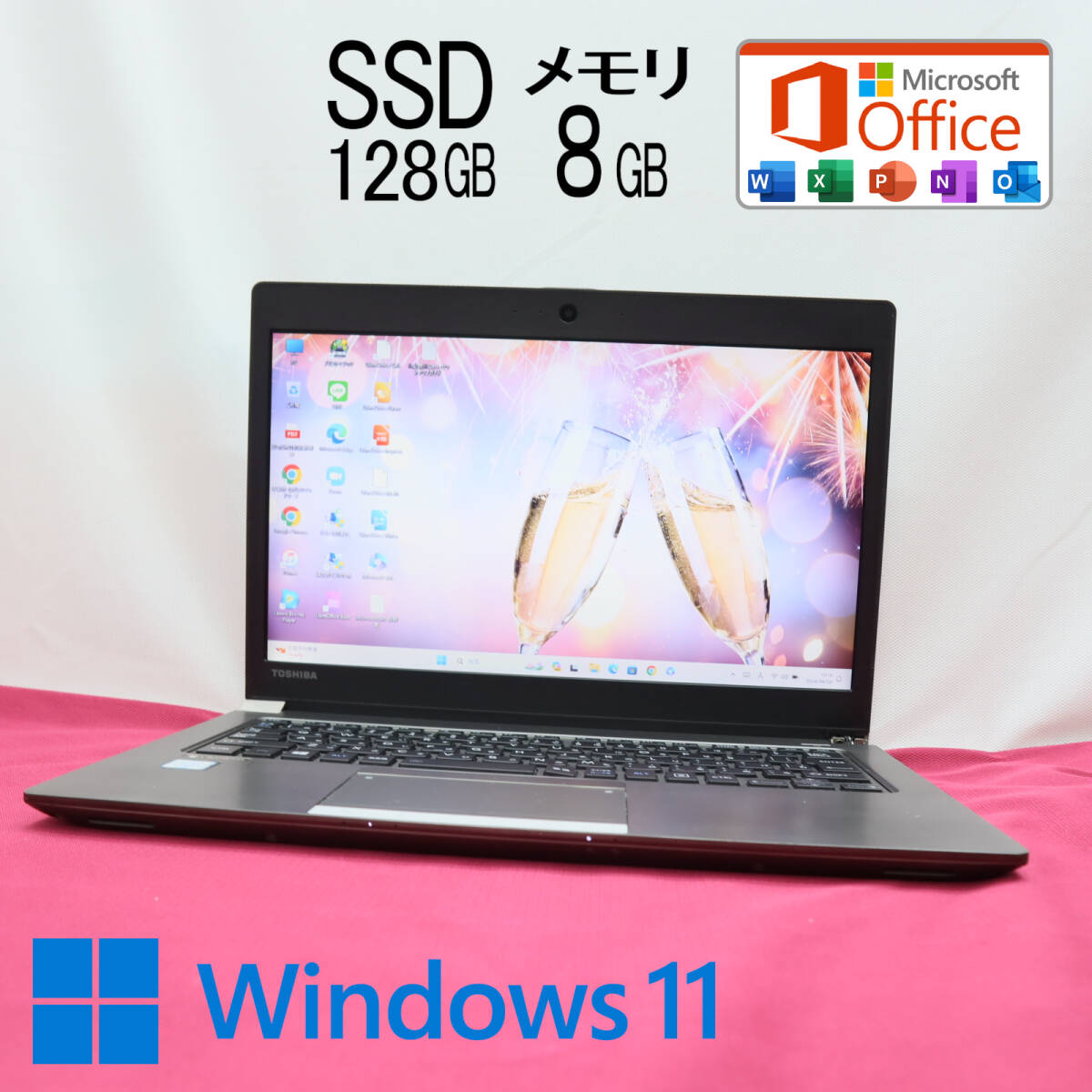 ★中古PC 高性能6世代i3！M.2 SSD128GB メモリ8GB★R63/F Core i3-6006U Webカメラ Win11 MS Office 中古品 ノートPC★P70126の画像1