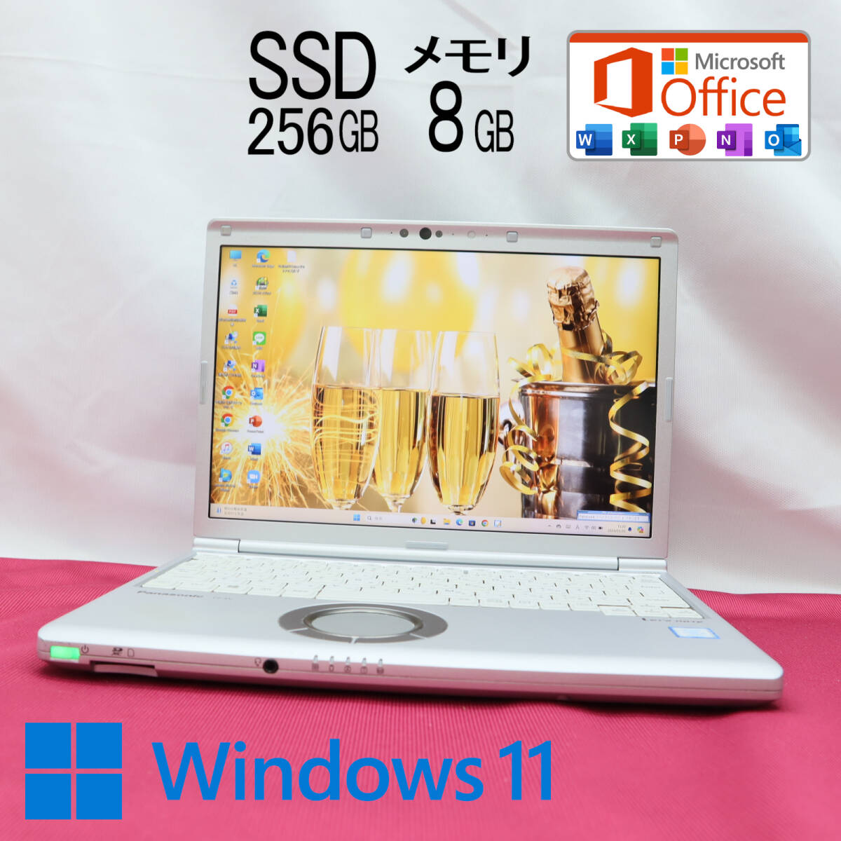 ★美品 高性能8世代4コアi5！M.2 NVMeSSD256GB メモリ8GB★CF-SV7 Core i5-8350U Webカメラ Win11 MS Office2019 Home&Business★P68965の画像1