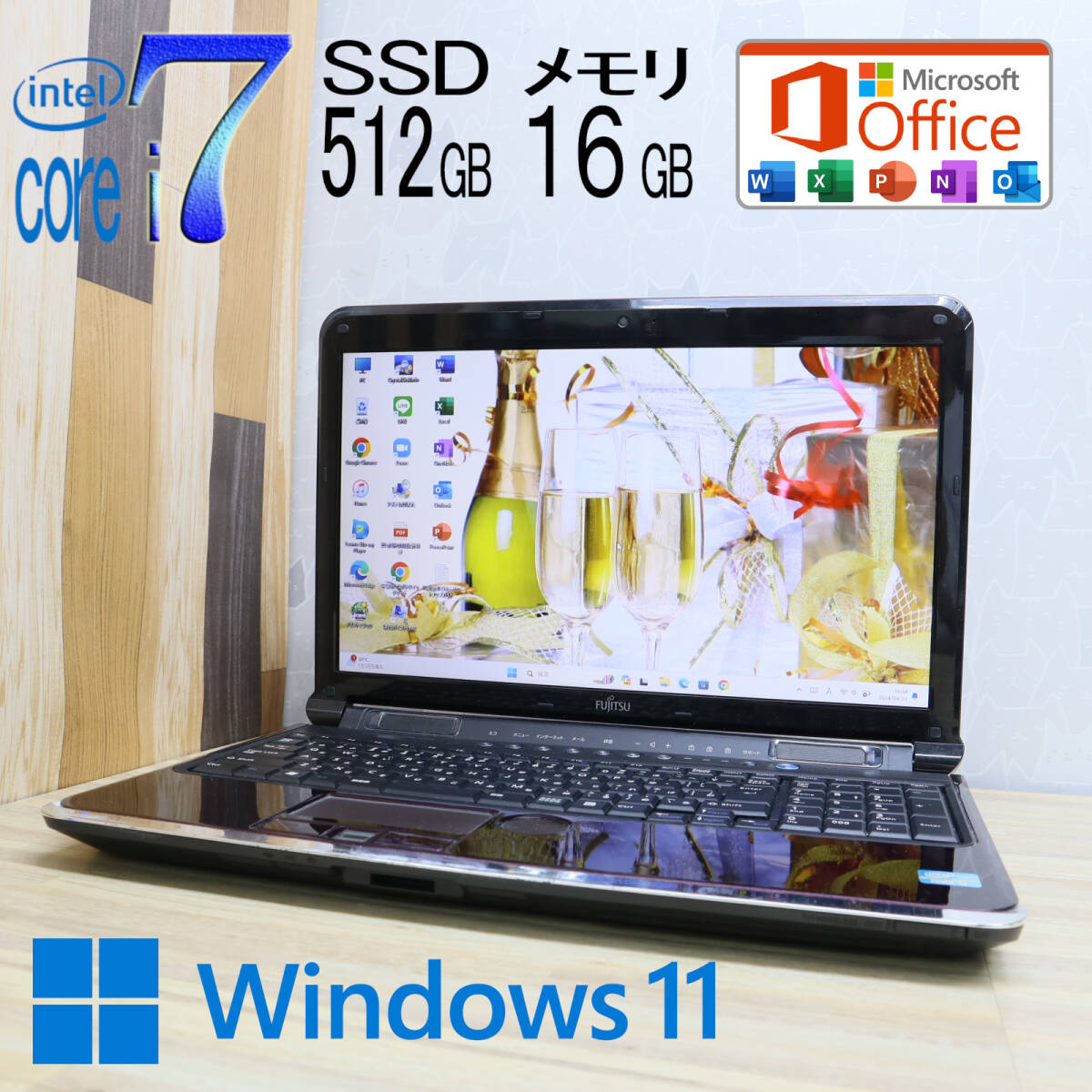 * used PC highest grade 4 core i7! new goods SSD512GB memory 16GB*A77C Core i7-2630QM Web camera Win11 MS Office2019 Home&Business Note PC*P71078