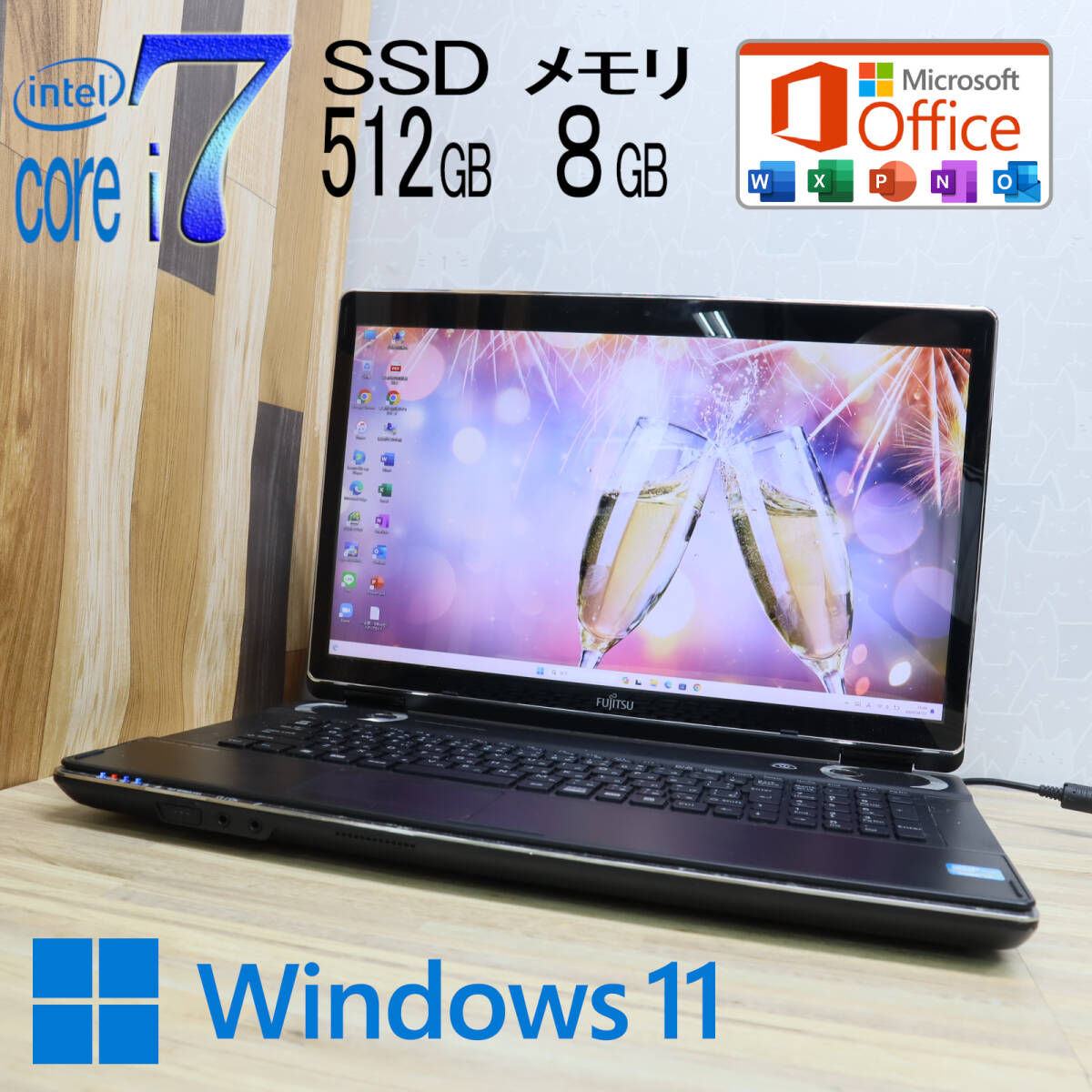 * б/у PC высший класс 4 core i7! новый товар SSD512GB память 8GB*N77D Core i7-2630QM Win11 MS Office2019 Home&Business б/у товар Note PC*P71092