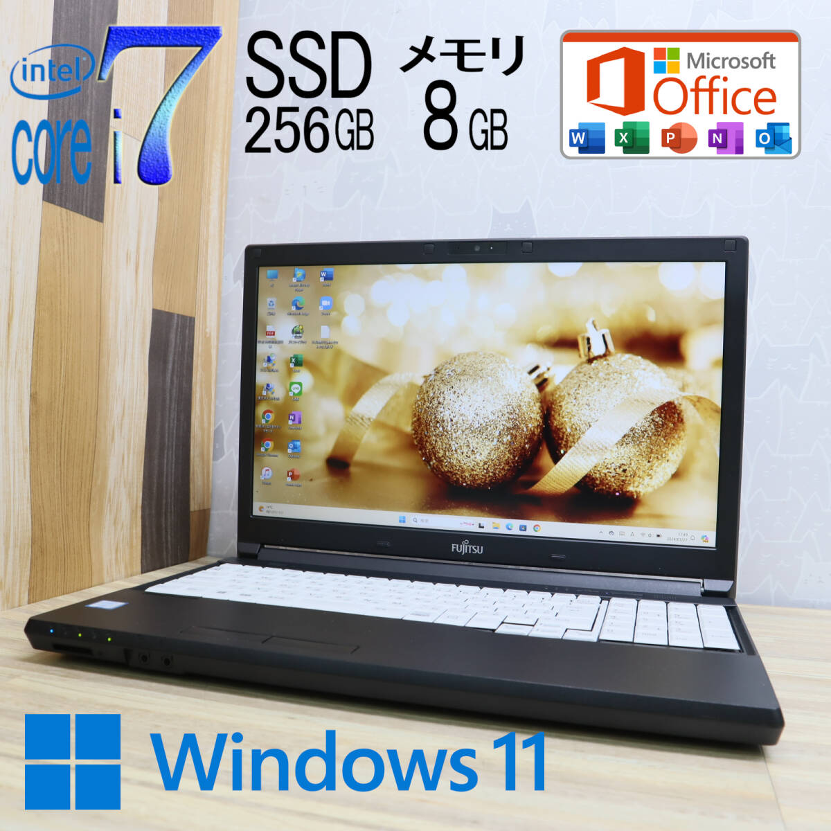 ★超美品 最上級6世代i7！SSD256GB メモリ8GB★A746/P Core i7-6600U Webカメラ Win11 MS Office2019 Home&Business ノートPC★P69143の画像1