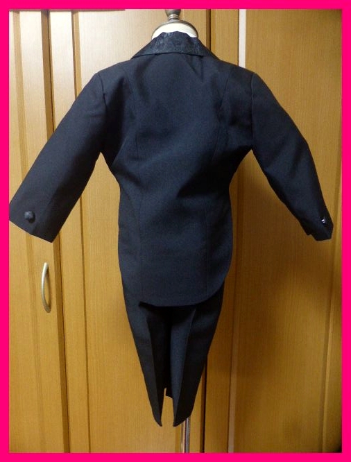  free shipping * new goods * child clothes [ tailcoat ]85cm*5 point set tuxedo / formal suit black jacket / pants / shirt / butterfly necktie / the best 