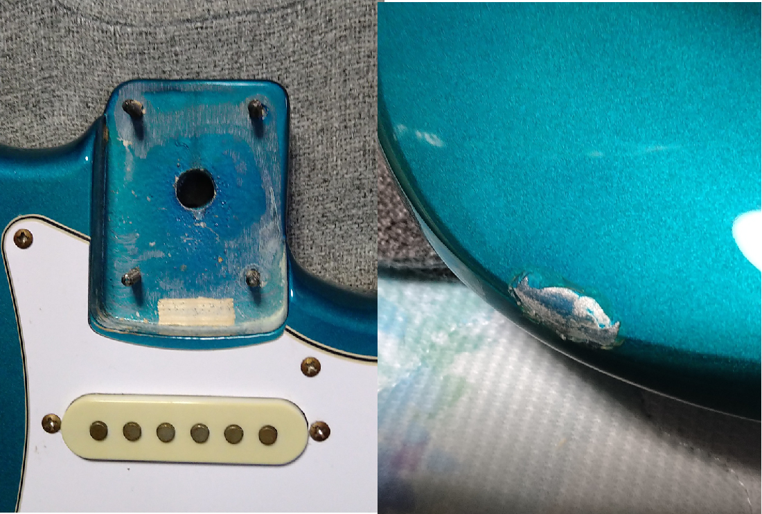 ①-13 редкость * ocean blue * металлик! Fender Stratocaster для корпус немного царапина есть . легкий, необычный цвет!