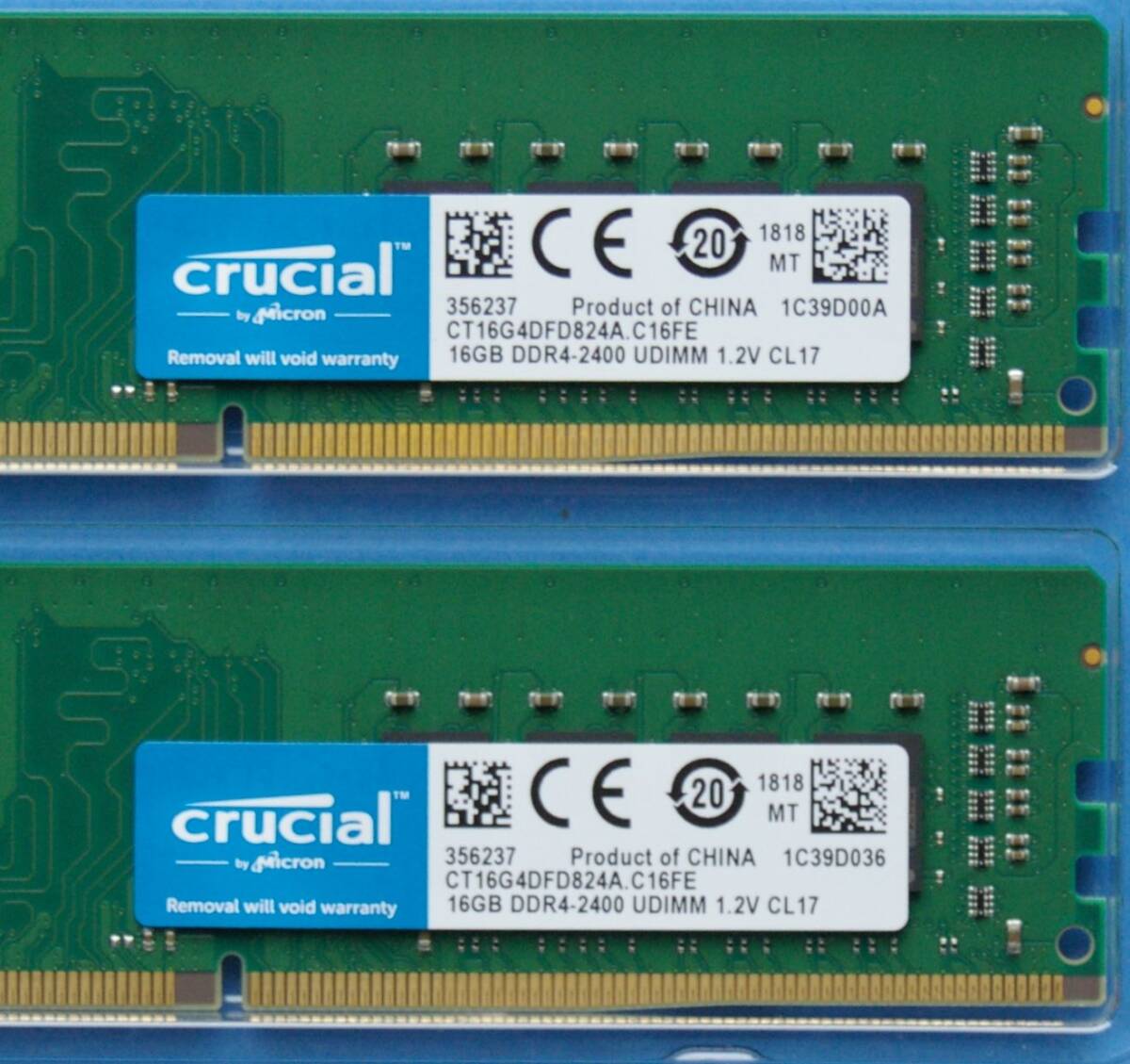 crucial16GBX2（32GB Kit）DDR4-2400 1.2V CL17 デスクトップ用メモリ USED 送料無料_画像4