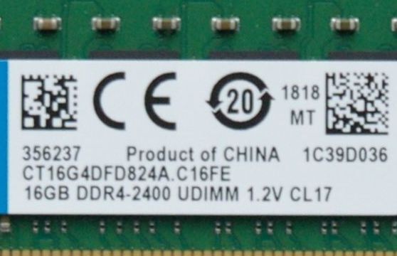 crucial16GBX2（32GB Kit）DDR4-2400 1.2V CL17 デスクトップ用メモリ USED 送料無料_画像9