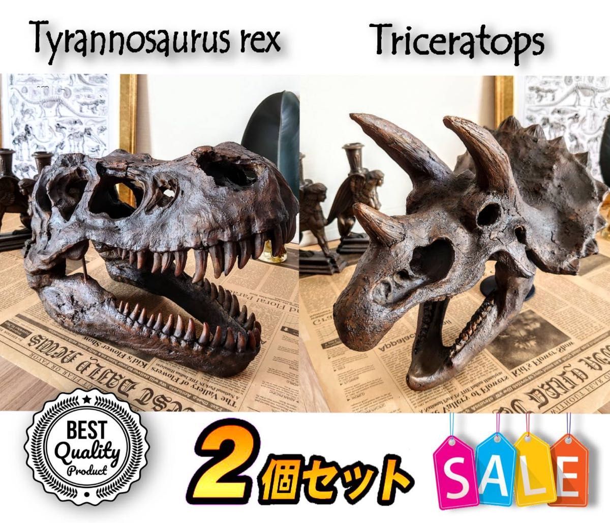お得な2個セット】 ティラノサウルス & トリケラトプス 恐竜の お得な2個セット】 ティラノサウルス & トリケラトプス 恐竜の