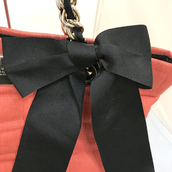 美品 kate spade チェーントートバッグ リボン オレンジ [jgg]_画像3