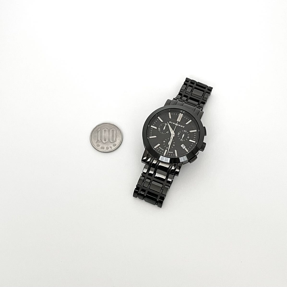【稼働】磨き済み バーバリー BURBERRY BU1373 クロノグラフ メンズ 腕時計 美品 電池新品 ブラック 黒文字盤 s1683の画像10