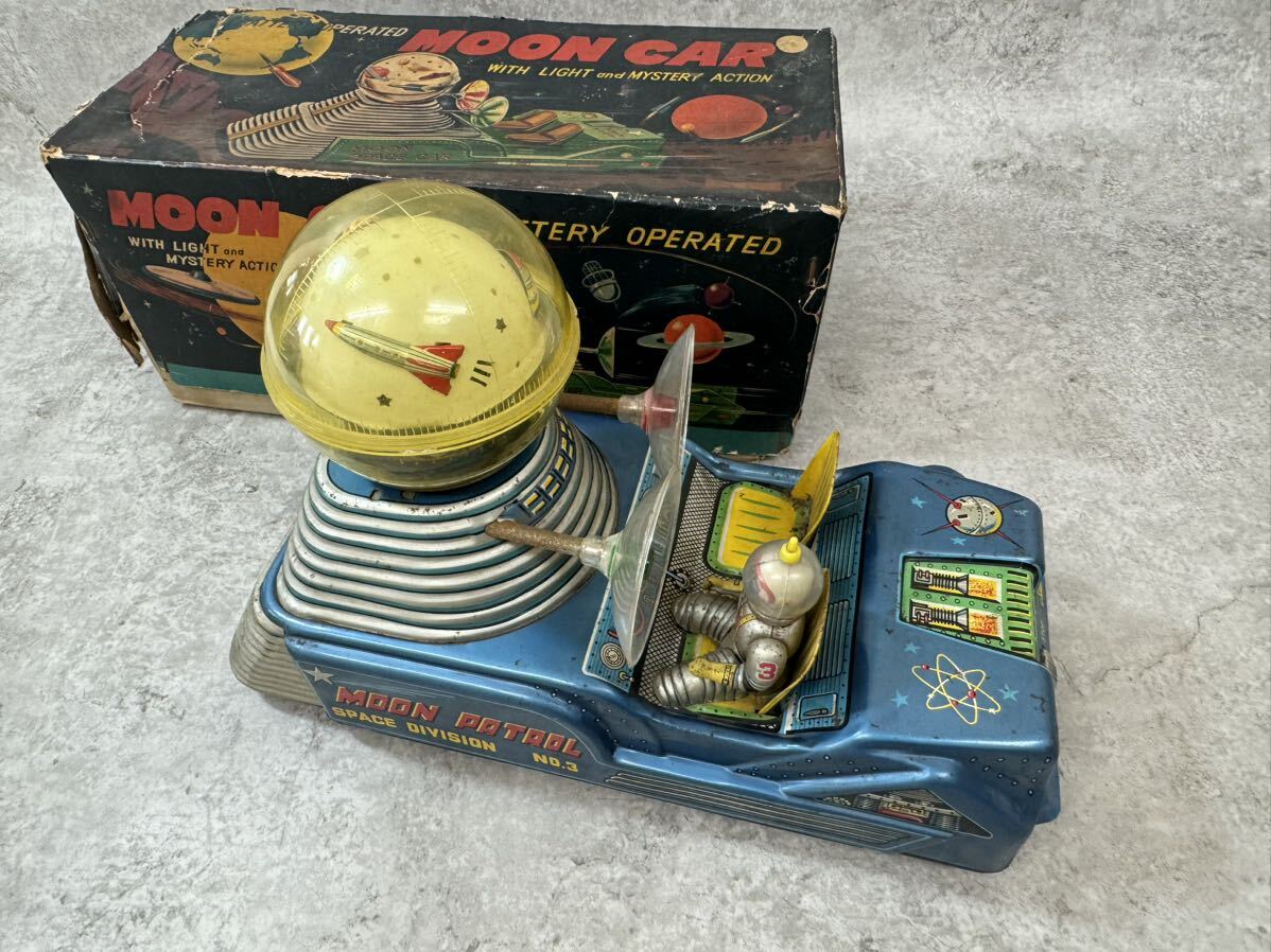  редкость! подлинная вещь .. игрушка электрический жестяная пластина MOON CAR moon машина moon Patrol NO.3 в коробке Vintage 1950s игрушка 