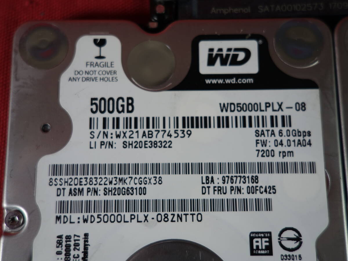WD Black　WD5000LPLX-08 【500GBx5】 中古 SATA 2.5インチ 7mm厚 内蔵ハードディスク　10000-20000時間以内 【10日間保証】 複数2_画像2