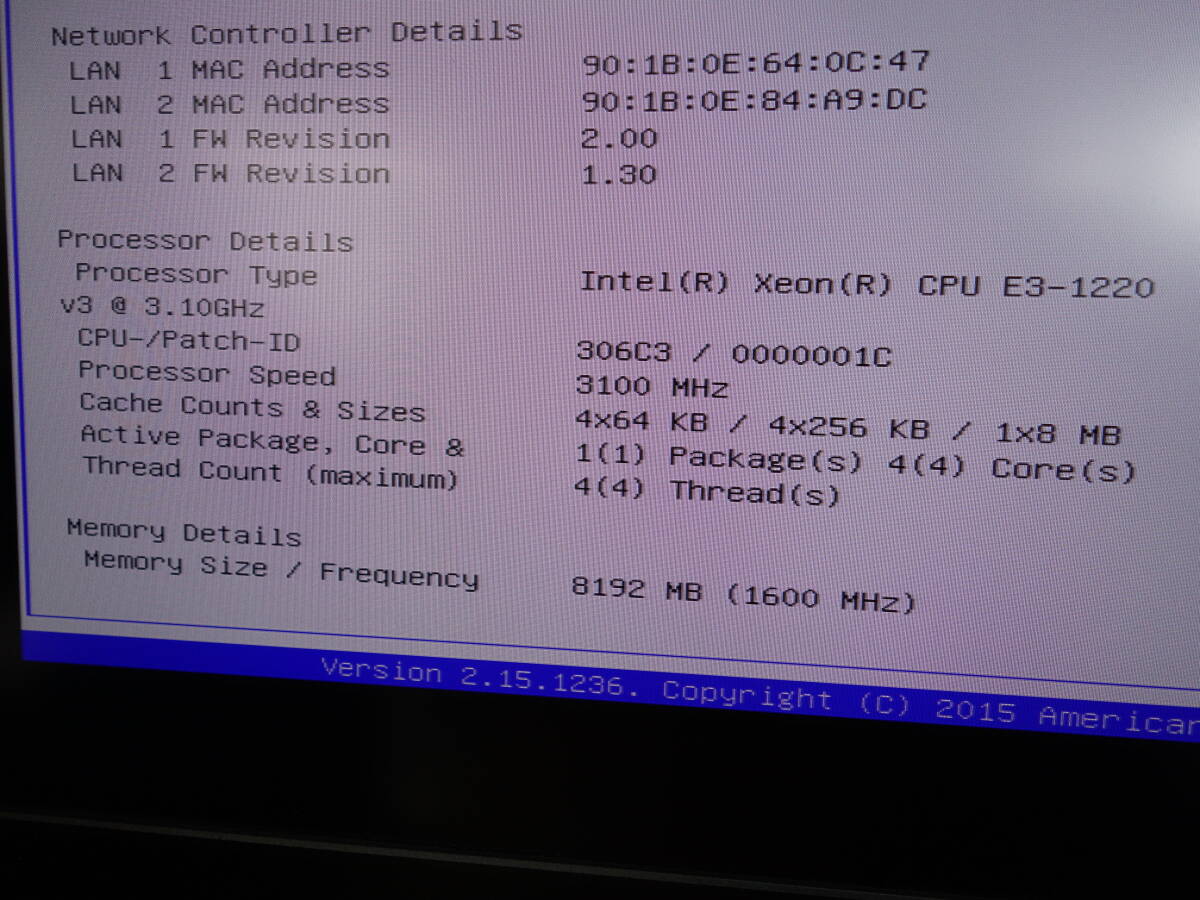 富士通　PRIMERGY TX1330 M1 【Xeon E3-1220V3】 【BIOS確認済】 メモリ8GB/HDDなし/OSなし　中古 タワー型サーバ 【10日間保証】_画像9
