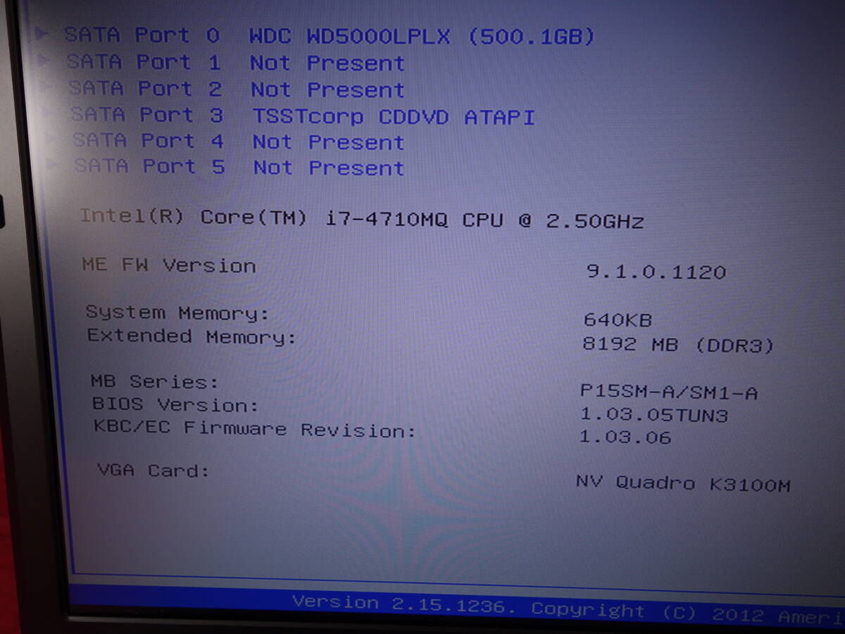 [Core i7-4710MQ] UNITCOM NNxsAEX15Q-K31-32GB (P151SM1) [BIOS verification settled ] memory 8GB/HDD500GB used Note PC [ Junk ]