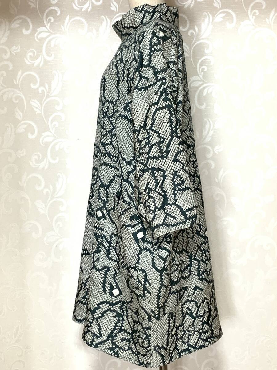  кимоно переделка, натуральный шелк диафрагмирования. туника, зеленый. цветочный принт 