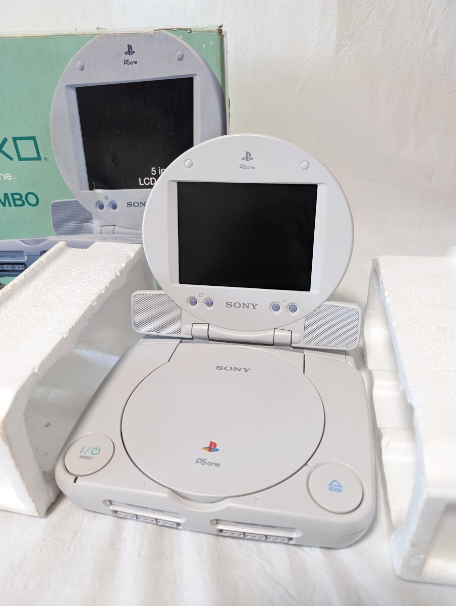 【動作確認済】COMBO SONY ソニー SCPH-100 / SCPH-130 PS one + モニター ゲーム機本体 箱付き_画像2