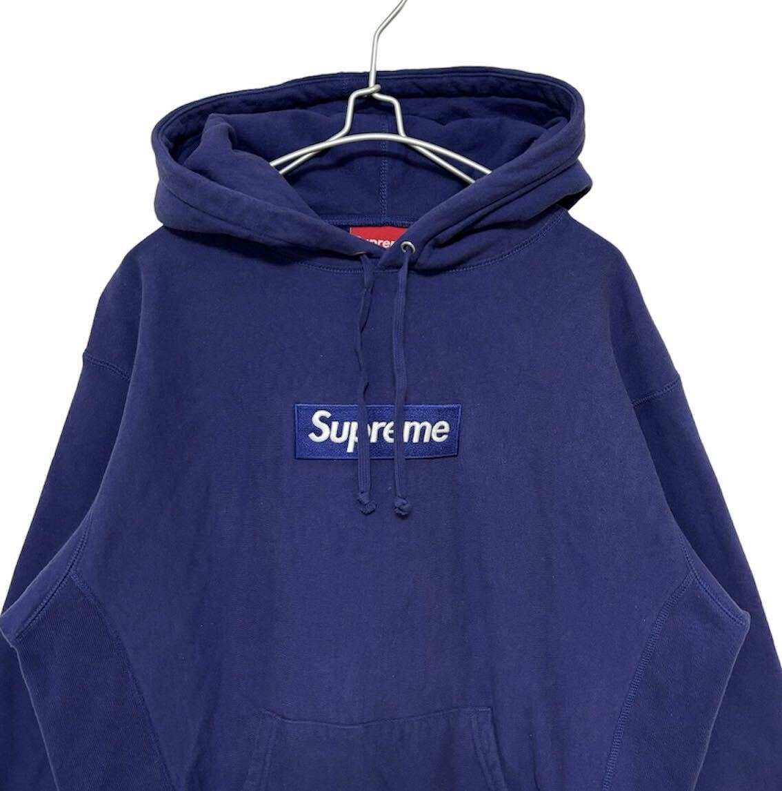 【極美品】Supreme Box Logo Hooded Sweatshirt 21AW Washed Navy M シュプリーム ボックスロゴ パーカー_画像4