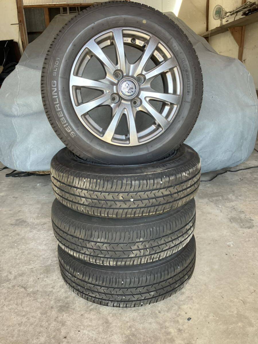 155/65R13インチ タイヤ&ホイールセット ５Ｊ引っ張りタイヤ バリ溝 の画像1