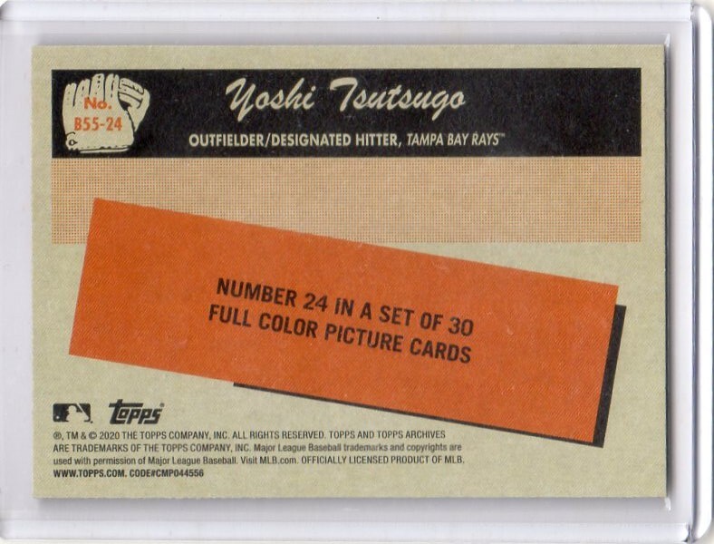 ●筒香嘉智　カード　Vol.35　2020TOPPS ARCHIVES 1955BOWMAN STYLE #B55-24　ルーキー　タンパベイ・レイズ_画像2