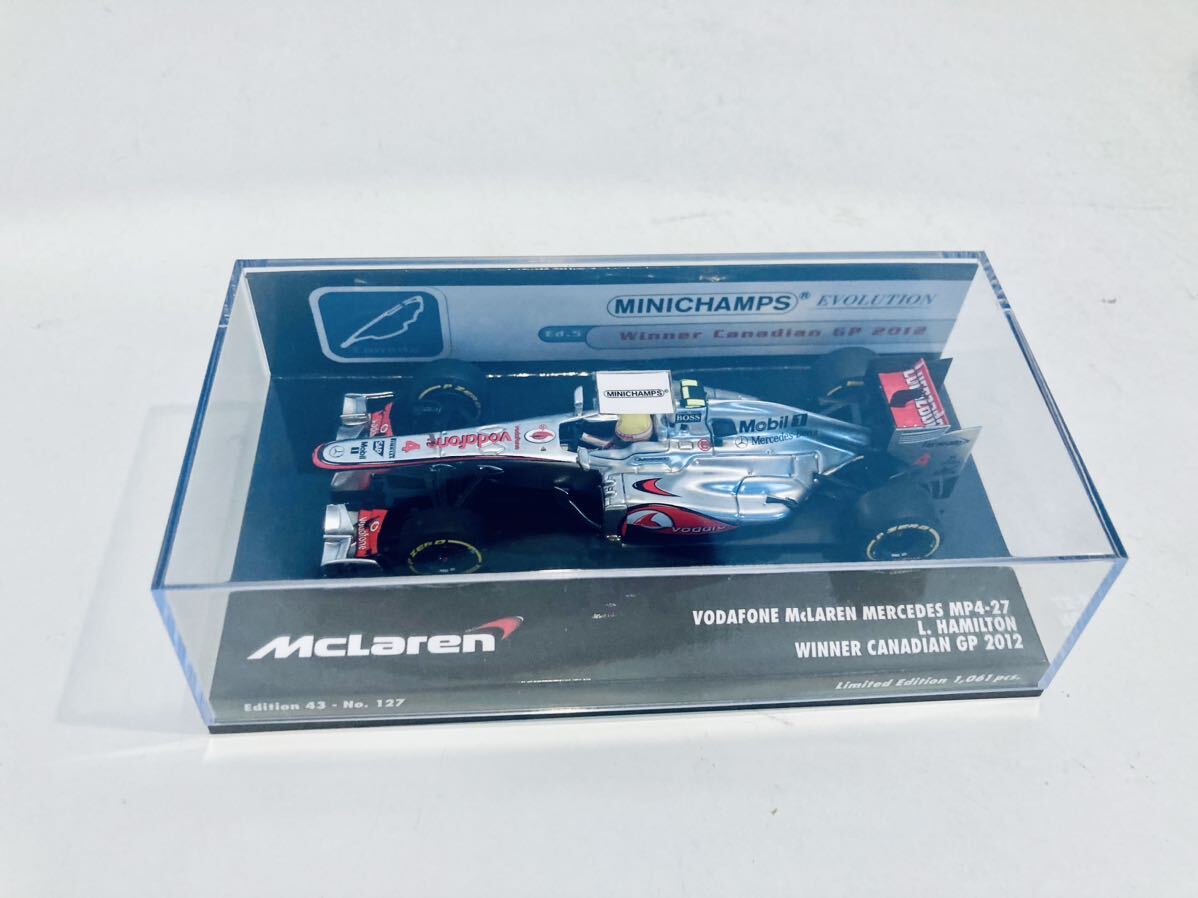 【送料無料】1/43 Minichamps Evolution Mclaren Mercedes マクラーレン メルセデス MP4-27 #4 L.ハミルトン Winner Canadian GP 2012の画像3