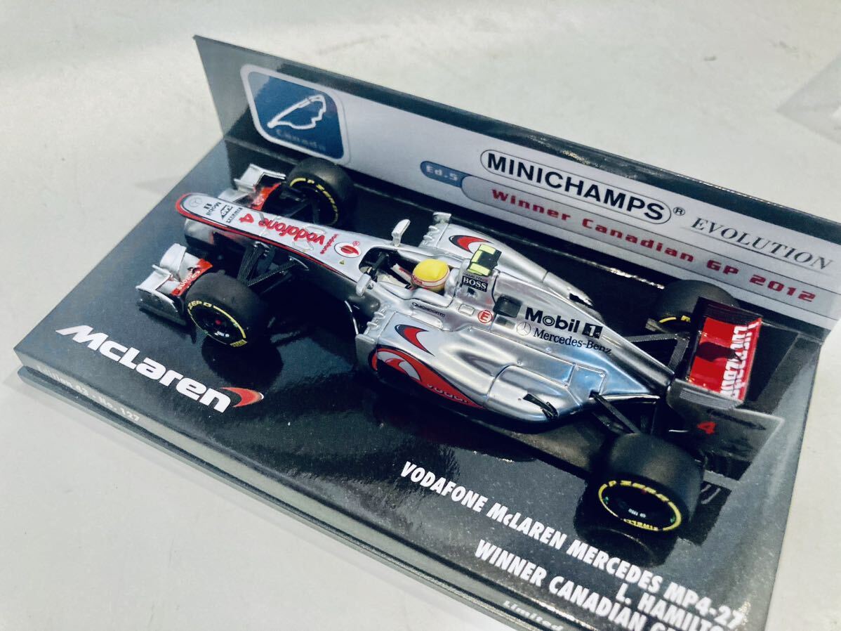 【送料無料】1/43 Minichamps Evolution Mclaren Mercedes マクラーレン メルセデス MP4-27 #4 L.ハミルトン Winner Canadian GP 2012の画像6