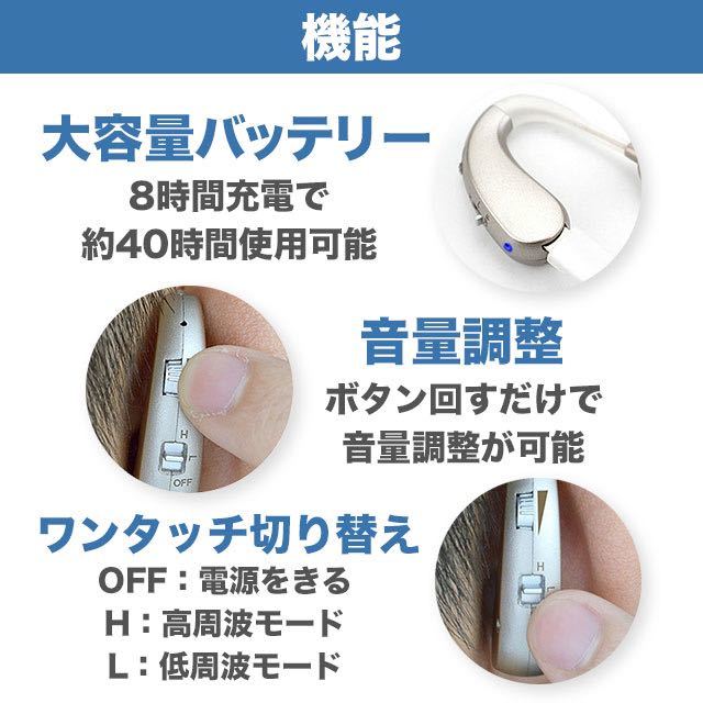 集音器 高齢者 補聴器 USB充電式 両耳兼用 軽量モデル シルバー SALE_画像2