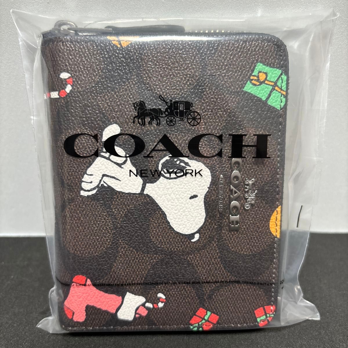 COACH×PEANUTS 二つ折り財布　CE708 新品未使用 スヌーピー財布 コーチ ブラウン コンパクト マルチ カラー