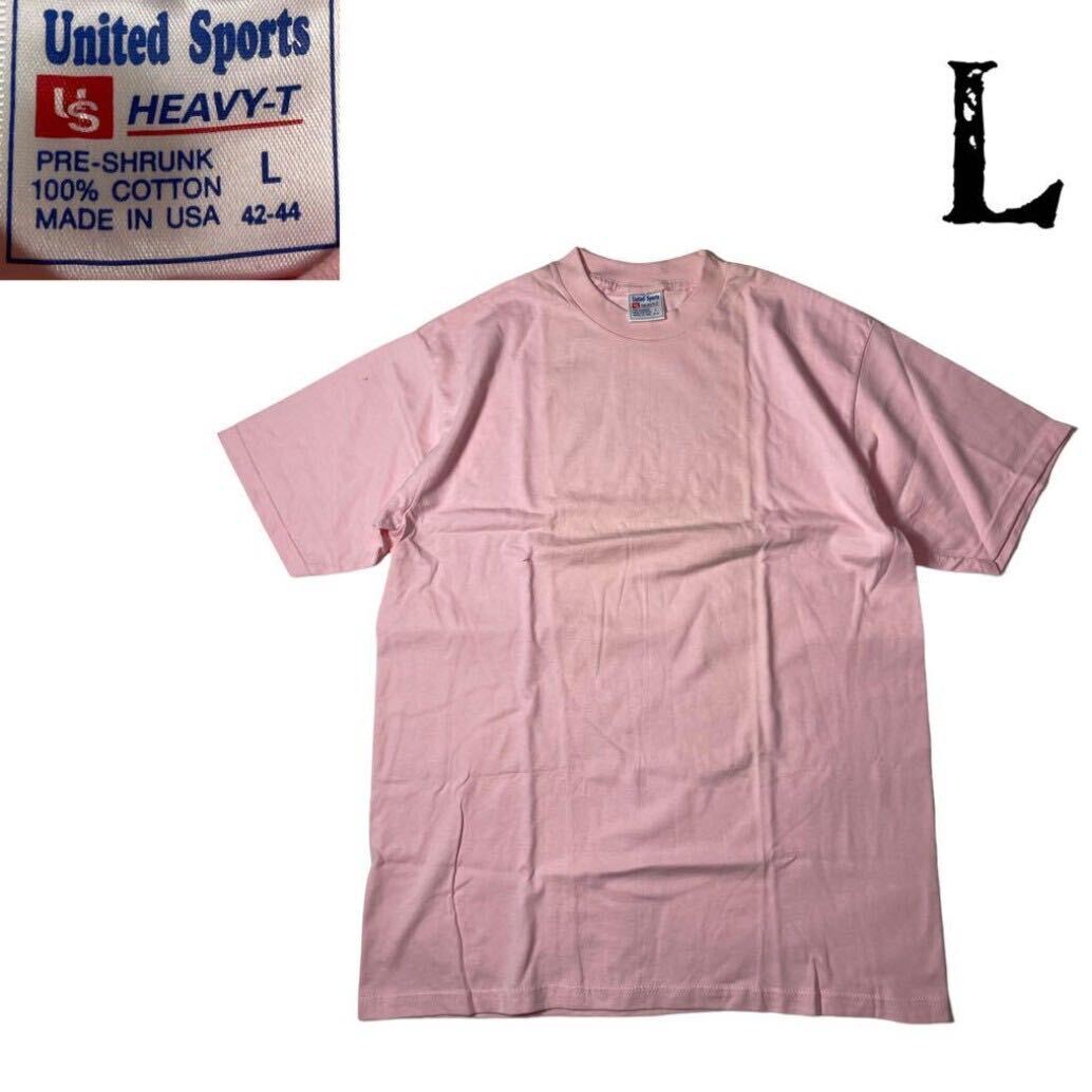 未使用　 USA製　アメリカ製ユナイテッドスポーツ　無地Tシャツ LピンクSWSS0255 wn15_画像1