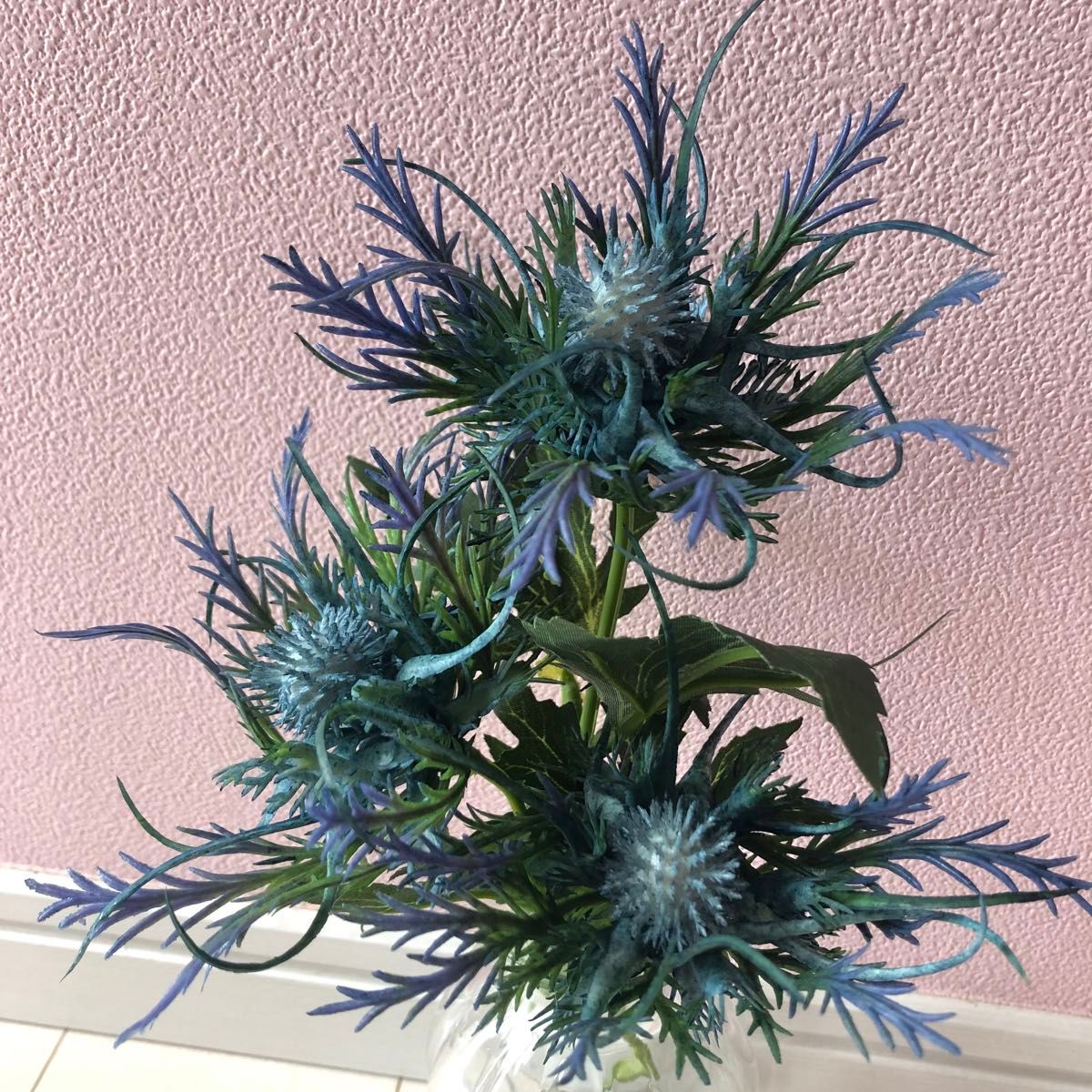 フェイクグリーン　エリンジウム　アザミ　造花　ブーケ　インテリア　ブルー　結婚式　ウェルカムスペース　アーティフィシャルフラワー