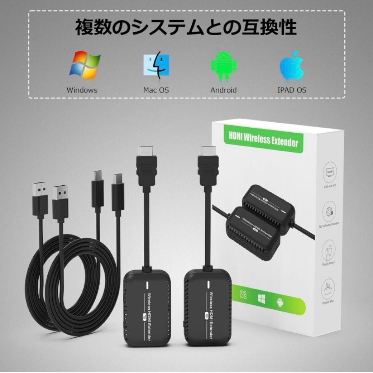 【底値】　ワイヤレス　HDMI 送受信機　30m 1080P 5GHz  無線化 映像音声同時出力 最大8台