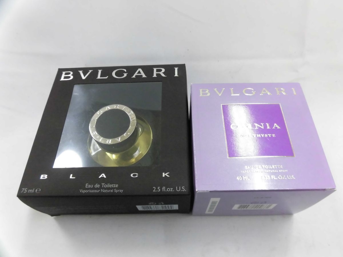 57 送60サ 0415$B18 BVLGARI ブルガリ　香水2点まとめ　OMNIA AMETHYSTE 40ml BLACK 75ml　中古