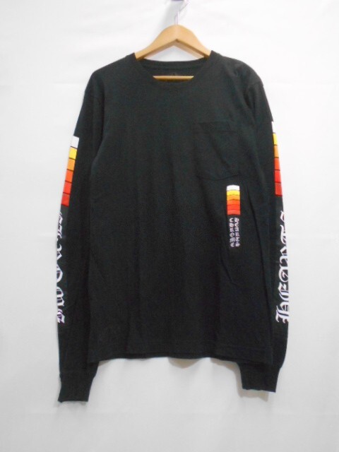 67 送60サ 0430$D13 CHROME HEARTS クロムハーツ Made in HollyWood Neon Bar Logo L/S Tee 長袖ポケットTシャツ USA製 サイズM 中古品_画像1