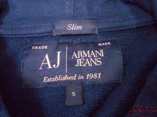 67 送60サ 0408$D10 ARMANI JEANS アルマーニジーンズ メンズ ZIPパーカー バイカラー サイズS 中古品の画像7