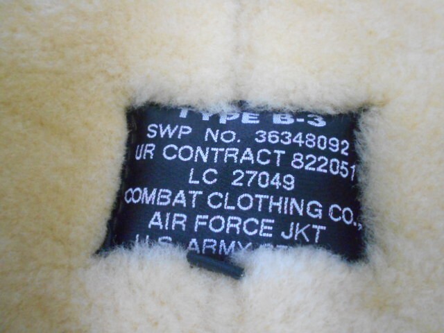 70 送120サ 0418$D15 COMBAT CLOTHING コンバットクロージング B-3 AIR FORCE JKT U.S.ARMY STYLE ムートン ブラウン サイズL 中古品の画像9