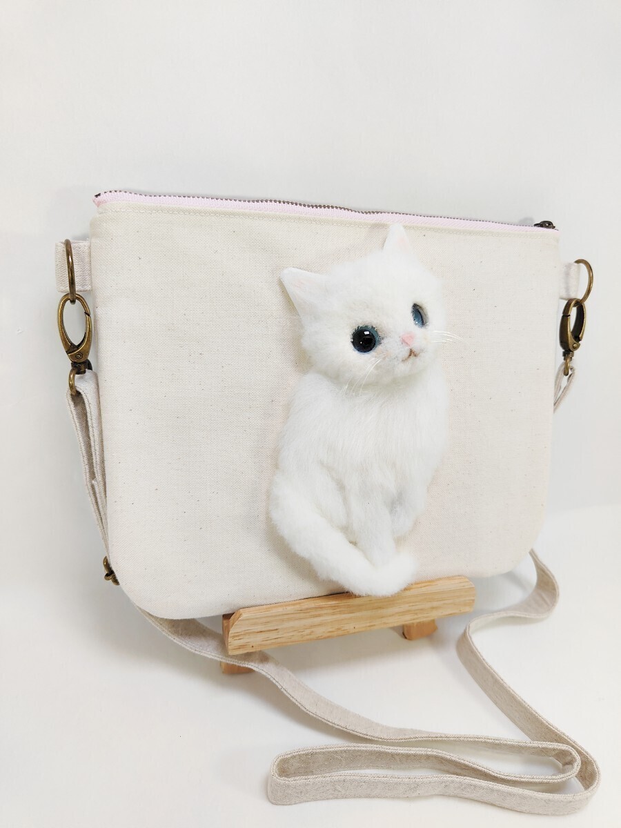 -nyamu- white cat. . san .sakoshu bag bag sakoshu cat white cat pouch hand made cat goods 