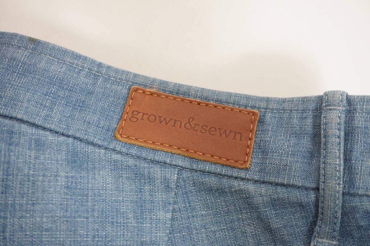 正規 GROWN&SEWN グロウン＆ソーン デニム ショート ハーフ パンツ ショーツ 青 サイズ34 本物 903N_画像6