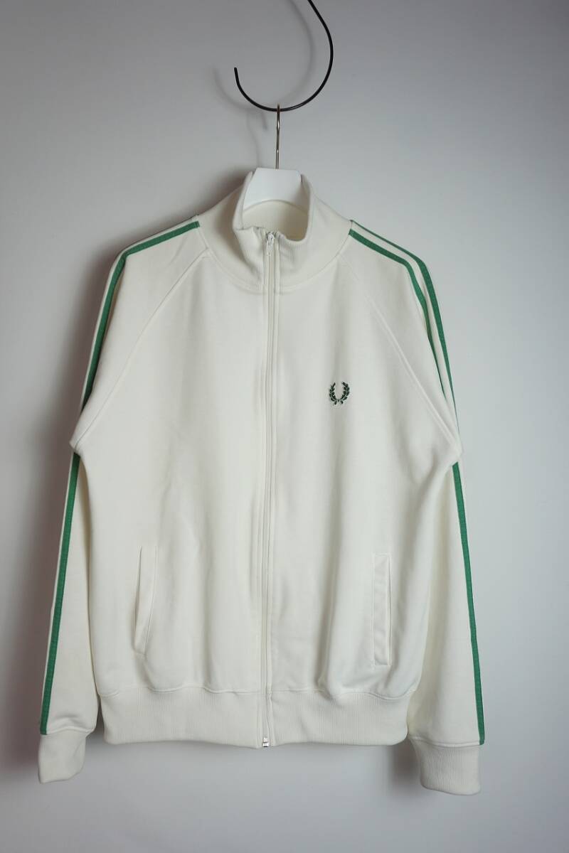 正規 FRED PERRY フレッドペリー TWIN TAPE TRACK JACKET 刺繍 トラック ジャケット ブルゾン ジャージ J5327 白 L 本物 108O_画像1