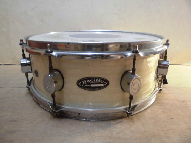 ジャンク dw drum workshop Pacific パシフィック CXシリーズ 14インチ 14×6 スネアドラム ウッド パールホワイト DWの画像1