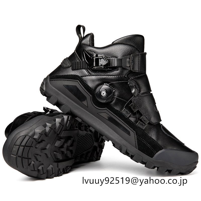 新品 オートバイ用 ライディングシューズ メンズ バイクシューズ バイク用 スニーカー 靴 耐衝撃 通気性 耐磨耗性 滑り止め 黒 25cm_画像7