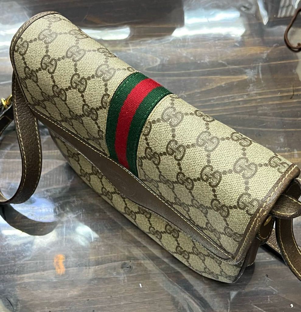 ◇1円 ★ GUCCI グッチ シェリーライン ショルダーバッグ ヴィンテージ GG柄 001・113・6862 表面良品内側難あり used_画像5