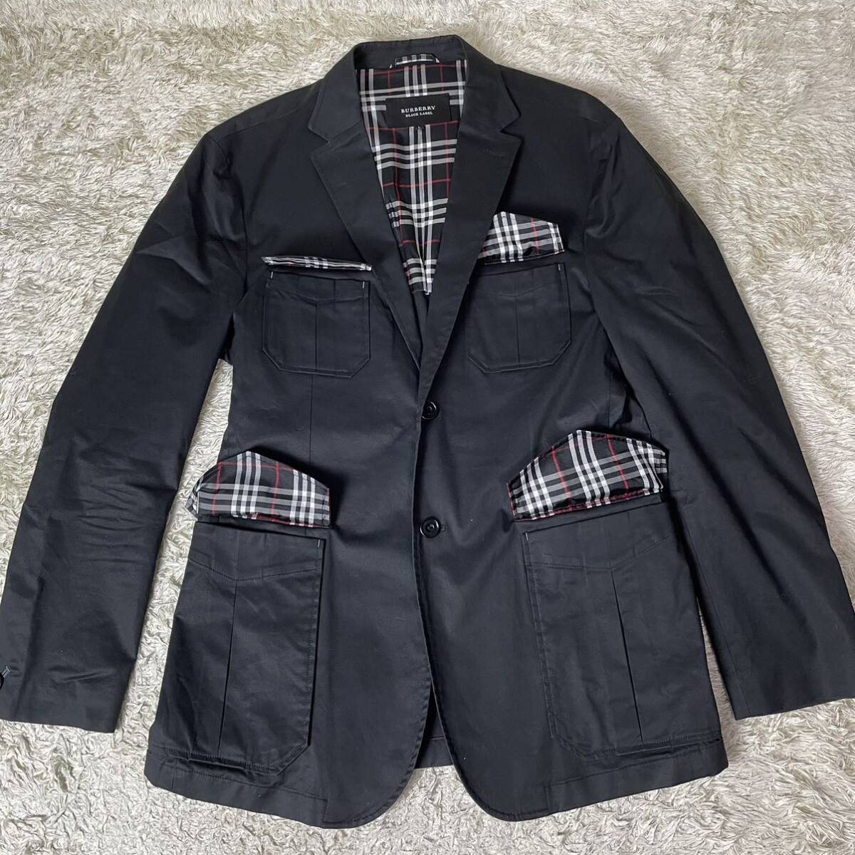 美品 BURBERRY BLACK LABEL バーバリー ブラックレーベル ノバチェック2Bジャケット 三陽商会 テーラードジャケット Lサイズ メンズの画像4