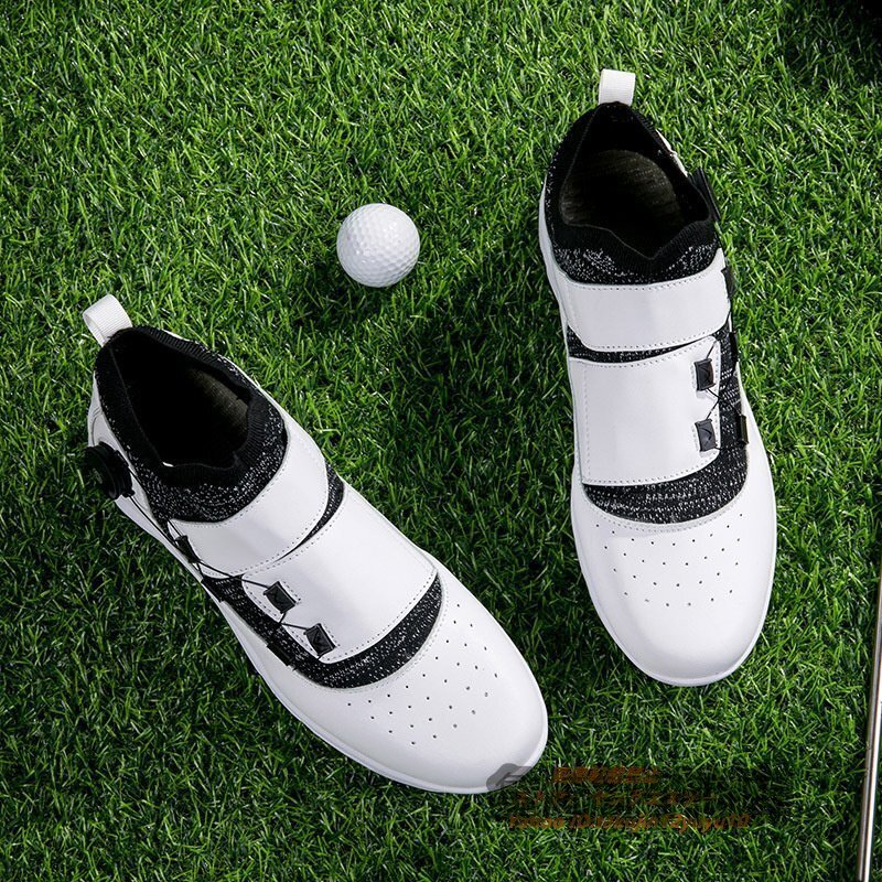 高級品 ゴルフシューズ 強いグリップ 新品ダイヤル式 運動靴 フィット感 軽量スポーツシューズ 弾力性 通気性 防滑 ホワイト 24.5cm_画像1